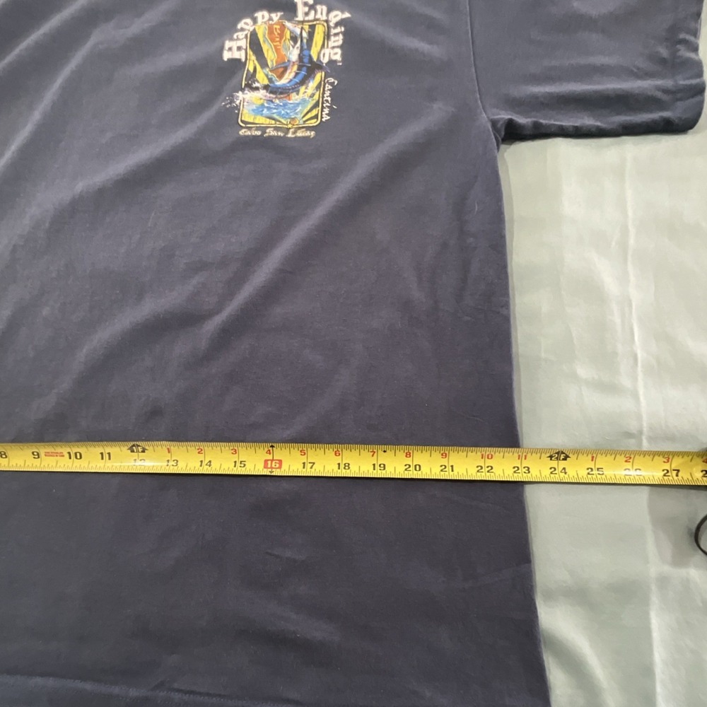 Yazbek Navy Blue Fishing Graphic Men's Crew Neck Short Sleeve T-Shirt Size XL - Picture 6 of 7